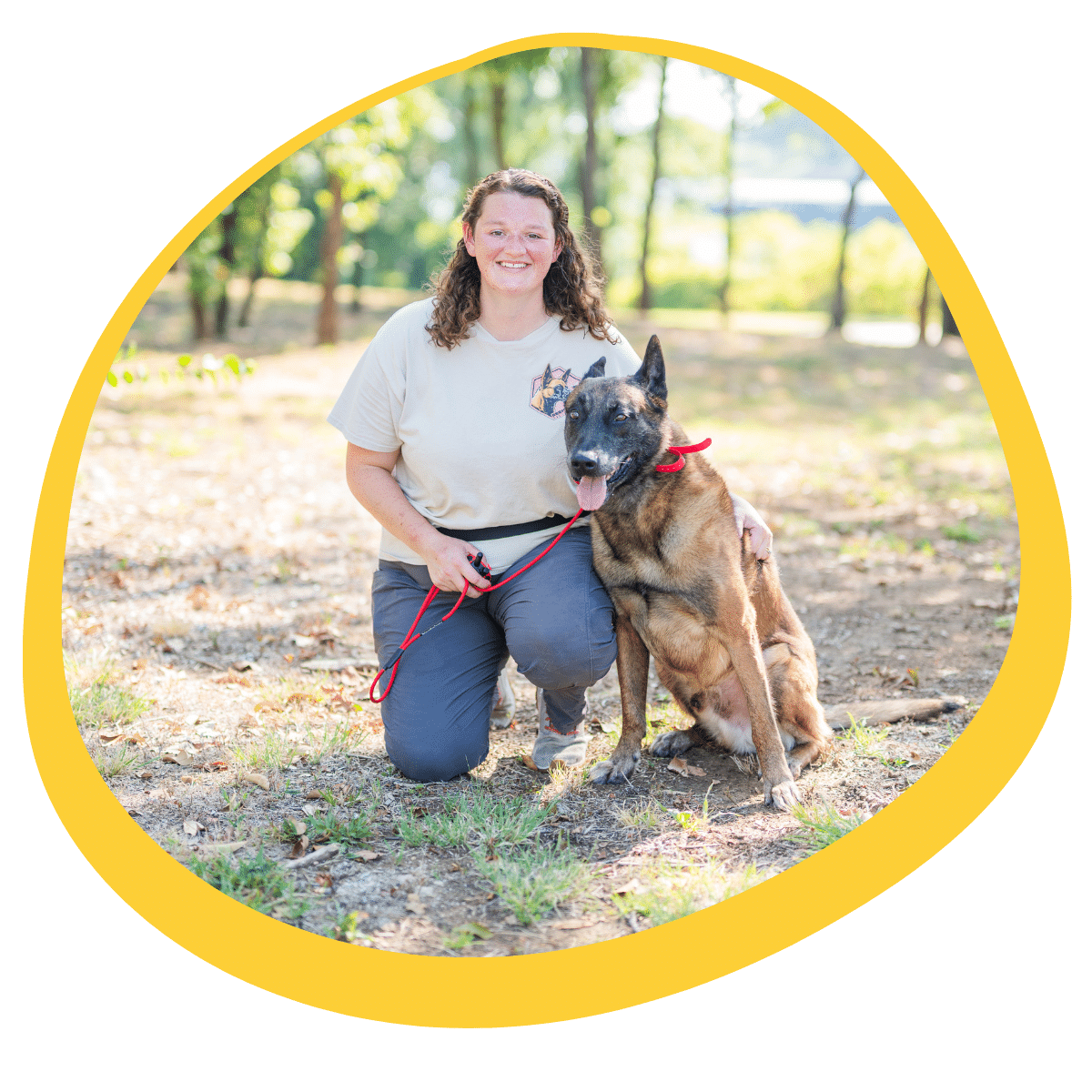 Sierra Fabian with her dog Moose demonstrating training techniques in Gainesville TX